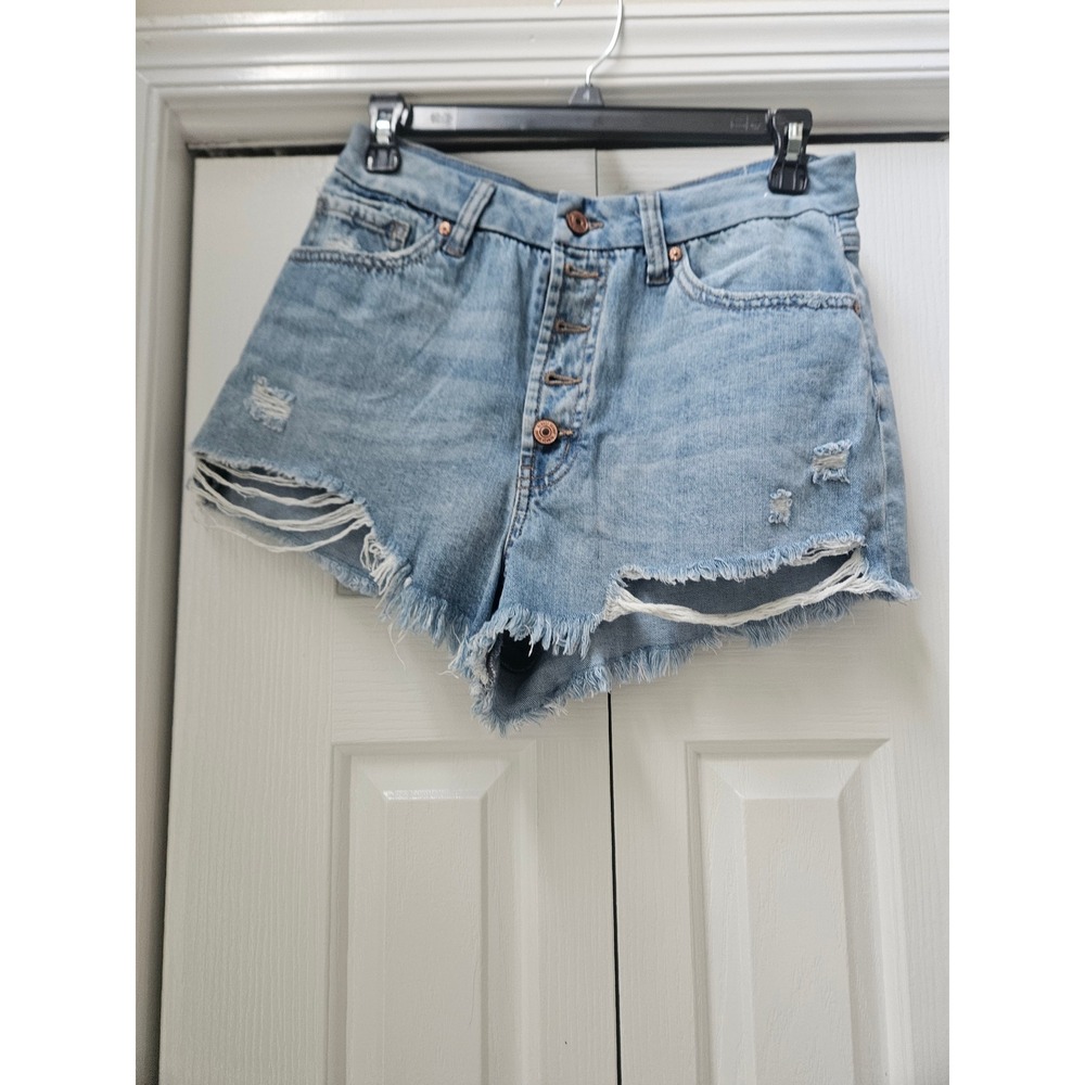 Rewash Brand Real Curve High Rise Distressed Denim Shorts Light Wash Size 9/29